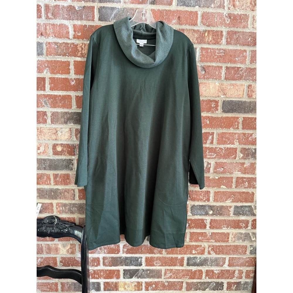 Pure Jill Dark‎ Womens XL Olive Green Cowl Neck Pocket Tunic Dress Size